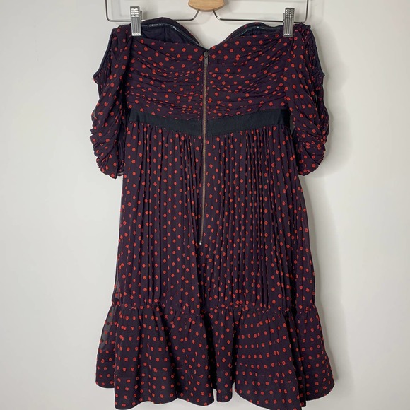 Self Portrait Plumetis Off Shoulder Mini Dress Womens US4 - Picture 10 of 14